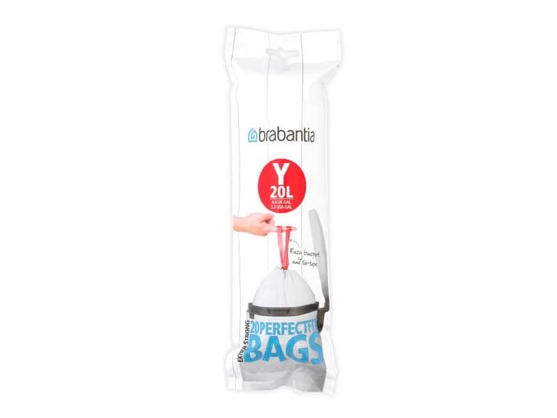Sacchetti PerfectFit Brabantia codice Y 20 litri – bianco rotolo da 20 sacchetti – 116742