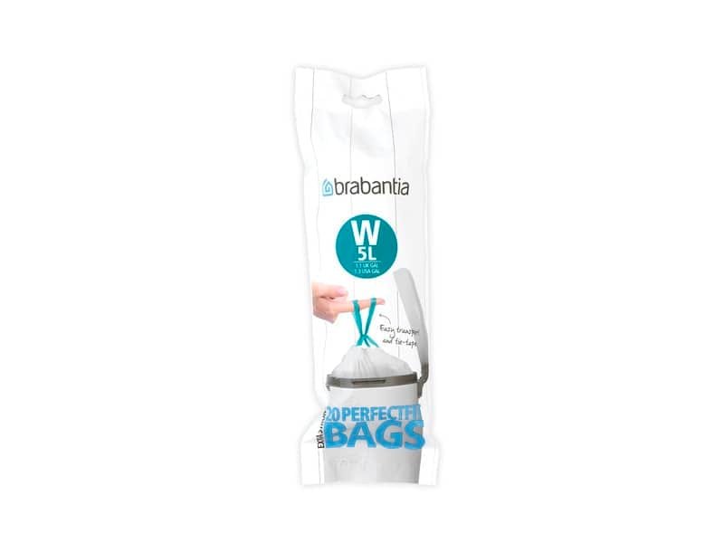 Sacchetti PerfectFit Brabantia codice W 5 litri – bianco rotolo da 20 sacchetti – 116681