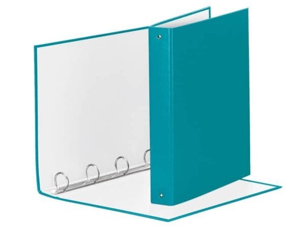 Raccoglitore Esselte Meeting a 4 anelli tondi 30mm cartone rivestito in PP turchese 22x30cm dorso 4cm - 395792800