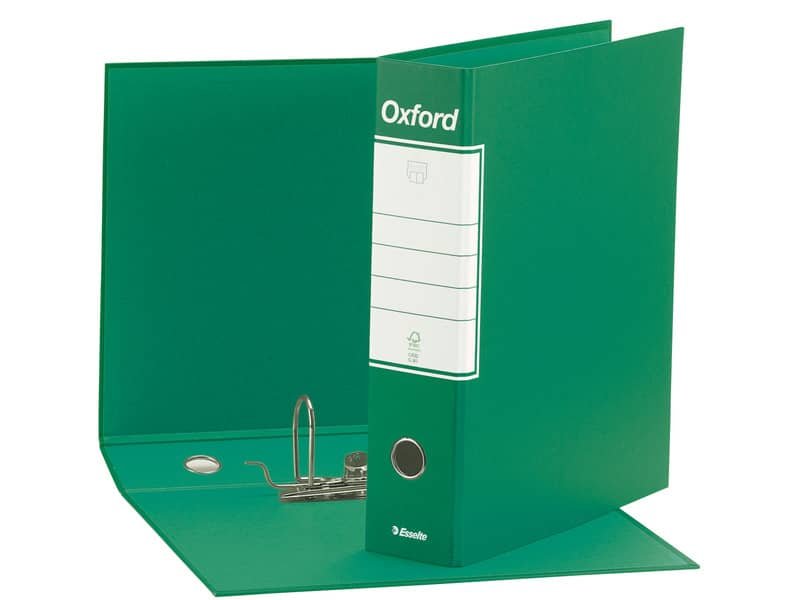 Registratore con custodia Esselte G83 Oxford commerciale 29,5×32 cm – dorso 8 cm verde – 390783180