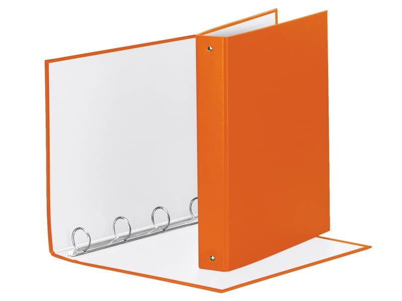 Raccoglitore Esselte Meeting a 4 anelli tondi 30mm cartone rivestito in PP arancione 22x30cm dorso 4cm – 395792200