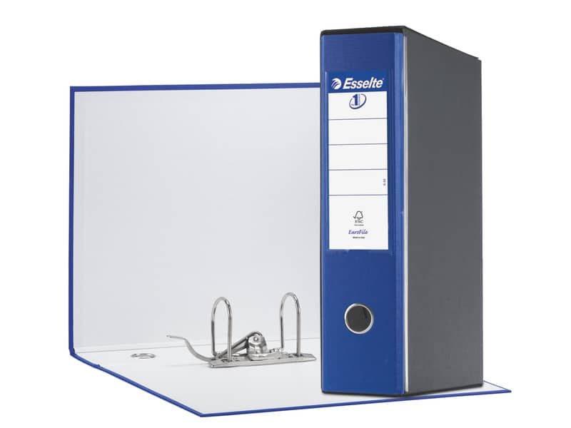 Registratore con custodia Esselte G55 Eurofile protocollo dorso 8 cm cartone rivestito in PP blu – 390755050