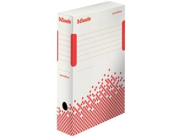 Scatole archivio Esselte SPEEDBOX dorso 8 cm bianco/rosso 8x25x35 cm conf.25 - 623985