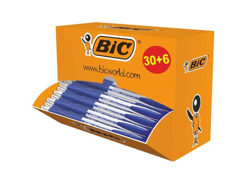 Penne a sfera a scatto BIC Atlantis Classic NF M 1 m blu value pack 30+6 – 920286