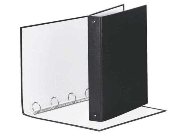 Raccoglitore Esselte Meeting a 4 anelli tondi 30mm cartone rivestito in PP nero 22x30cm dorso 4cm - 395792700