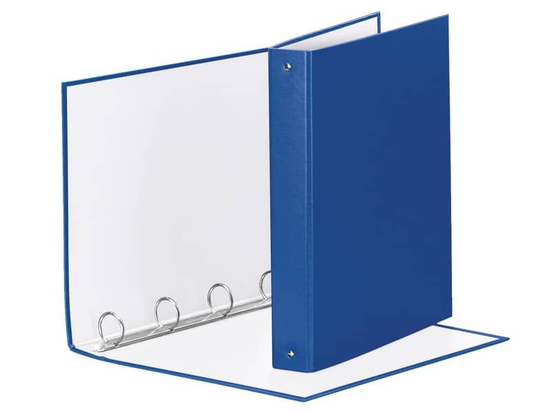 Raccoglitore Esselte Meeting a 4 anelli tondi 30mm cartone rivestito in PP blu 22x30cm dorso 4cm – 395792500