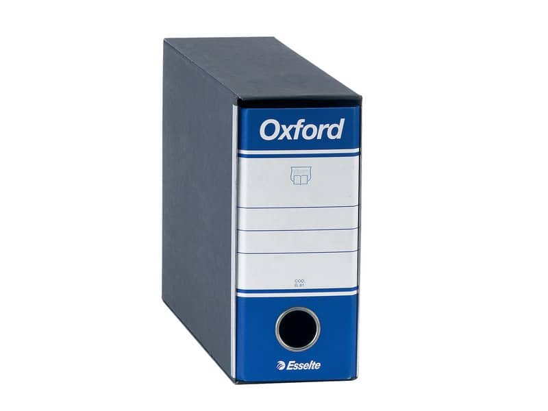 Registratore con custodia Esselte G81 OXFORD memorandum 29,5x19cm – dorso 8 cm blu – 390781050