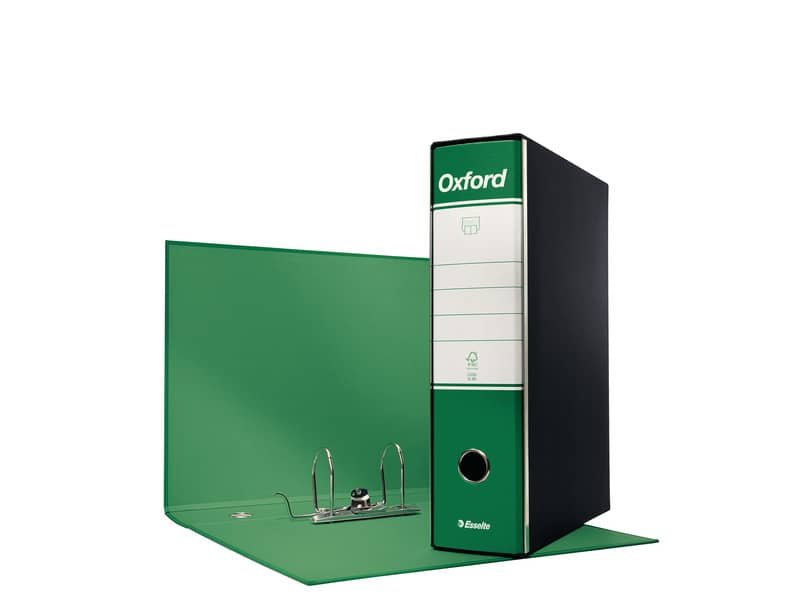 Registratore con custodia Esselte G85 Oxford protocollo 29,5×35 cm – dorso 8 cm verde – 390785180