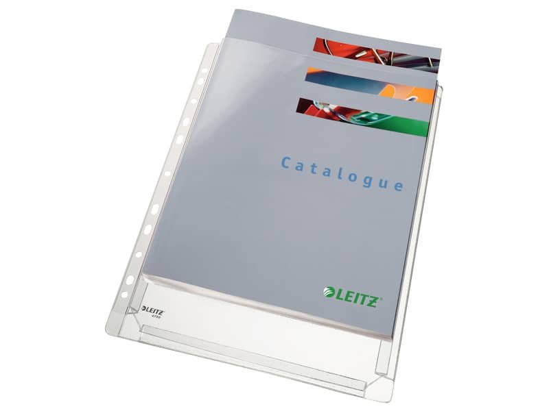 Buste perforate a soffietto Leitz in PVC A4 trasparente confezione da 10 pezzi – 47561003