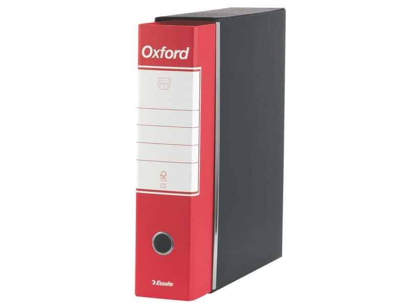Registratore con custodia Esselte G83 Oxford commerciale 29,5×32 cm – dorso 8 cm rosso – 390783160