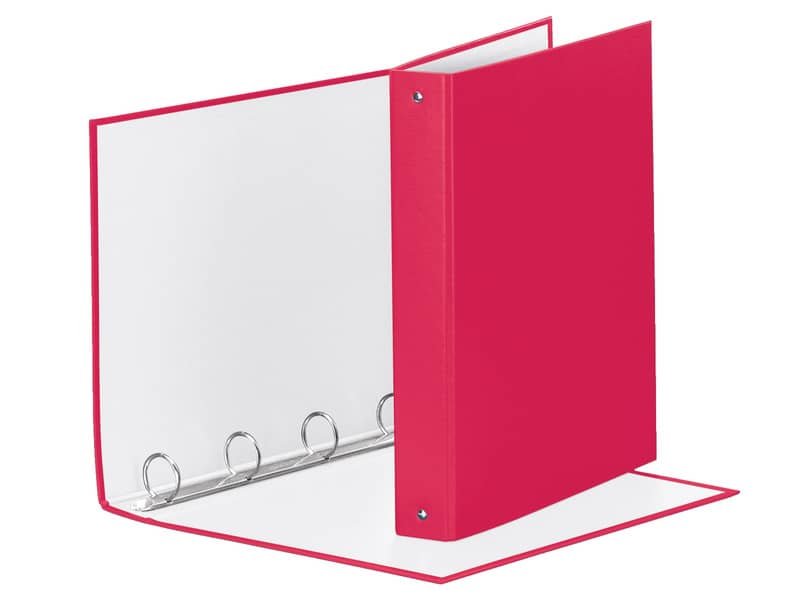 Raccoglitore Esselte Meeting a 4 anelli tondi 30mm cartone rivestito in PP fucsia 22x30cm dorso 4cm – 395792900