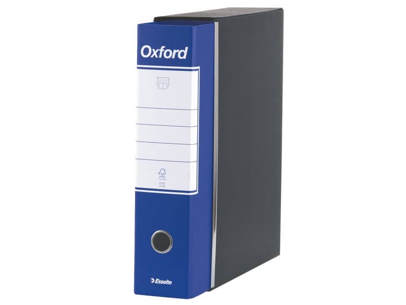 Registratore con custodia Esselte G83 Oxford commerciale 29,5×32 cm – dorso 8 cm blu – 390783050
