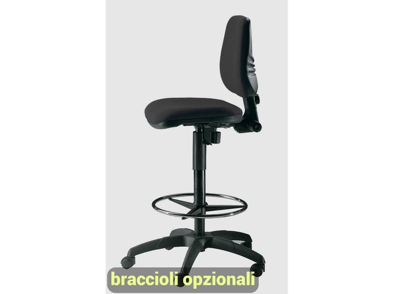 Sgabello tecnico Unisit Esos EOE1 seduta alta – poggiapiedi telescopico – rivestimento Eco nero – EOE1/EN