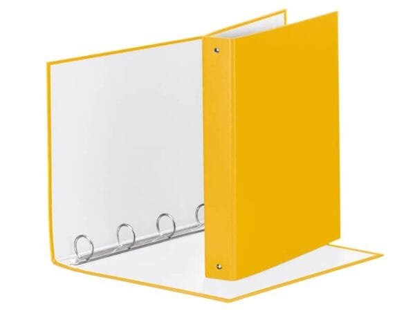 Raccoglitore Esselte Meeting a 4 anelli tondi 30mm cartone rivestito in PP giallo 22x30cm dorso 4cm - 395792100