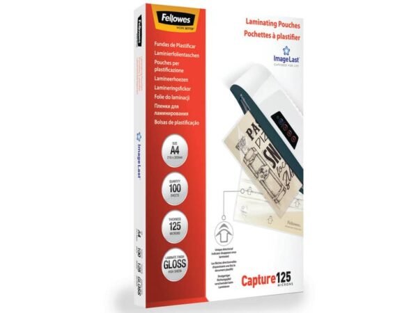 Pouches per plastificatrici Fellowes ImageLast Capture125 finitura lucida - 2x125 æm - A4 - Conf. 100 pezzi 5307407