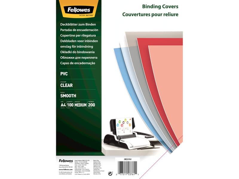 Copertine per rilegatura FELLOWES Super Clear PVC trasparente A4 conf.100 – 5376102