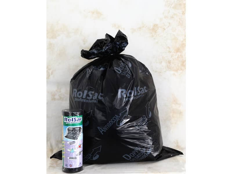 Sacchi Rolsac Quality 85x120cm spessore 55 my 156 l nero rotolo da 20 pezzi – 10087