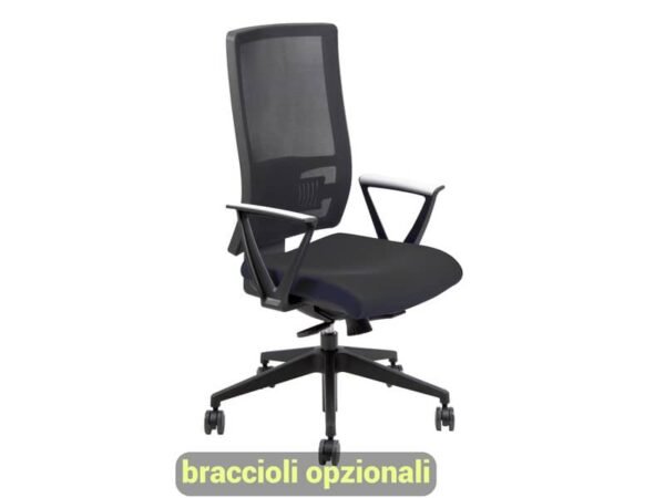 Sedia operativa girevole Unisit Nereide NDAE schienale in rete - rivestimento ignifugo nero - NDAE/IN