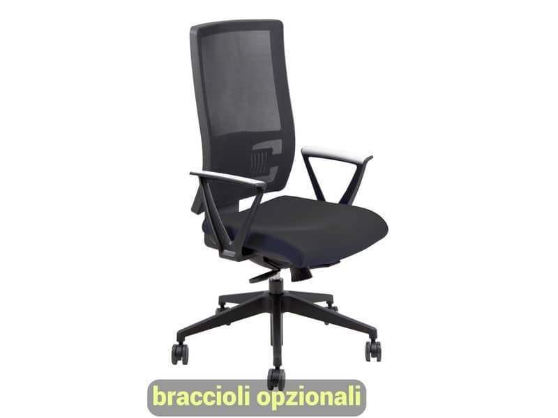 Sedia operativa girevole Unisit Nereide NDAE schienale in rete – rivestimento ignifugo nero – NDAE/IN