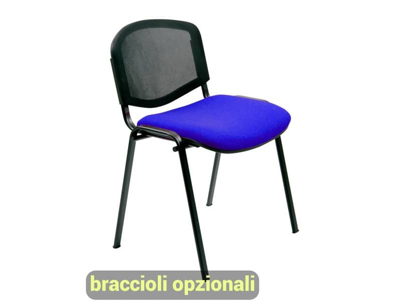 Sedia visitatore 4 gambe Unisit Dado D5N schienale in rete – rivestimento eco blu – Conf. 2 pezzi – D5N/2/EB