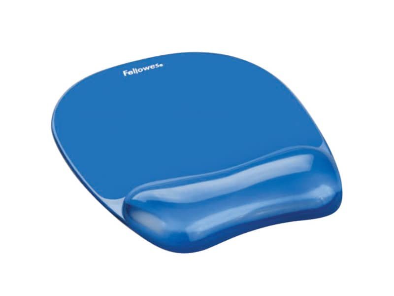 Tappetino mouse con poggiapolsi FELLOWES Crystal? Gel blu trasparente 20,2 x 23,5 x 2,5 cm – 9114120