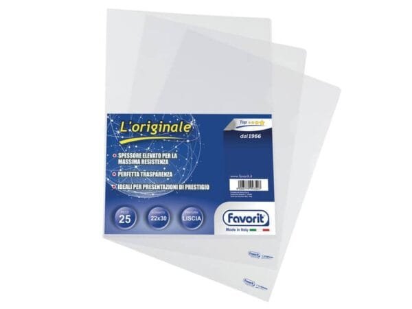 Buste trasp. a L FAVORIT L'Originale liscia top 22x30 cm conf. da 25 - 100460046