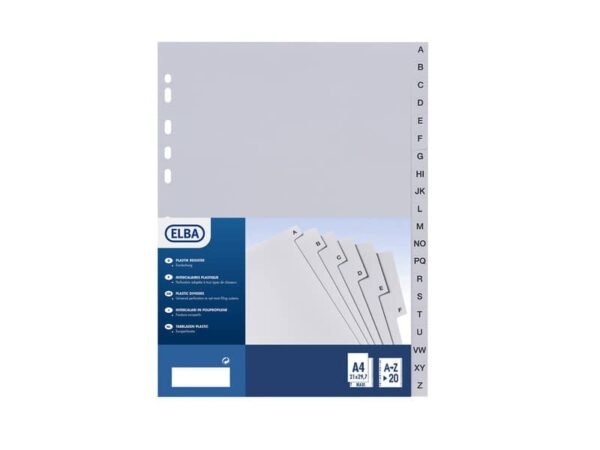 Divisore alfabetico Favorit 20 tacche A-Z 23x30,5 cm grigio 400006685