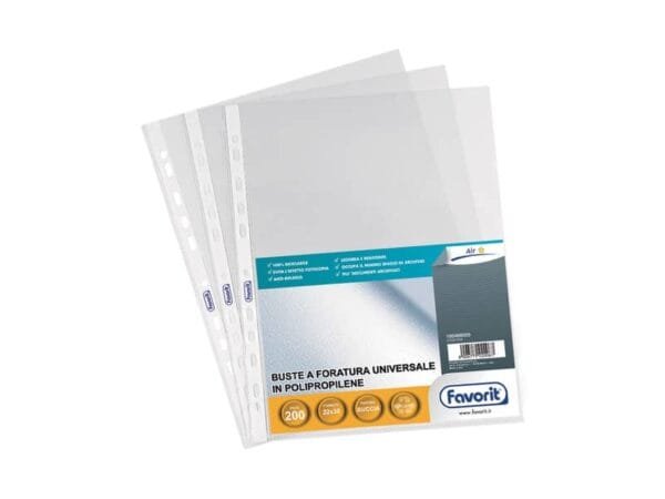 Buste trasp. a foratura universale FAVORIT buccia d'arancia air 22x30 cm conf. da 200 - 100460055