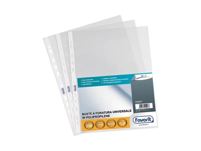 Buste trasp. a foratura universale FAVORIT buccia d’arancia air 22×30 cm conf. da 200 – 100460055