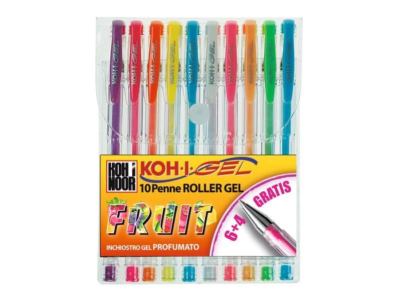 Penne gel colori profumati KOH-I-NOOR 0,7mm assortiti conf.10 – NAGP10F