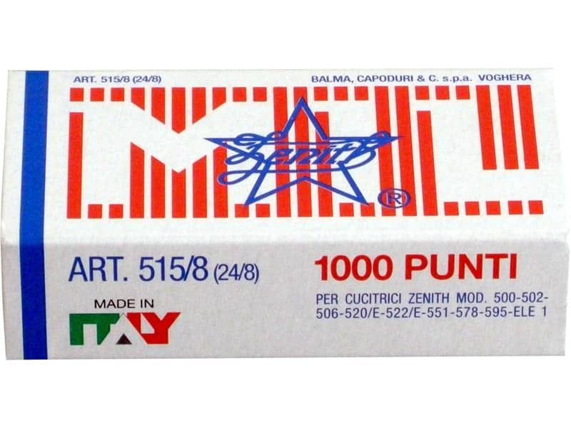Punti metallici ZENITH 515/8 24/8  Conf. 1000 punti – 0305151801