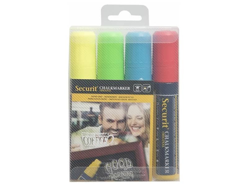 Pennarelli a gesso liquido Securit© a punta grande 7-15 mm assortiti set da 4 pennarelli – SMA720-V4