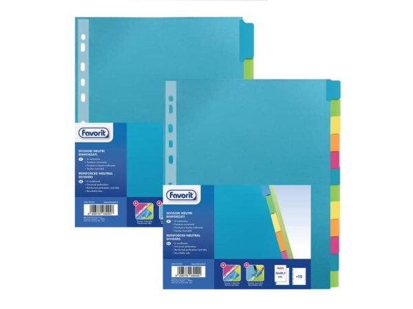Divisore personalizzabile Favorit Strong Line A4+ 6 tacche neutre assortiti 400132504