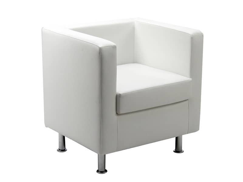 Divano attesa 1 posto Unisit Pragma PR1 schienale fisso – rivestimento tessuto ecopelle bianco – PR1/KQ