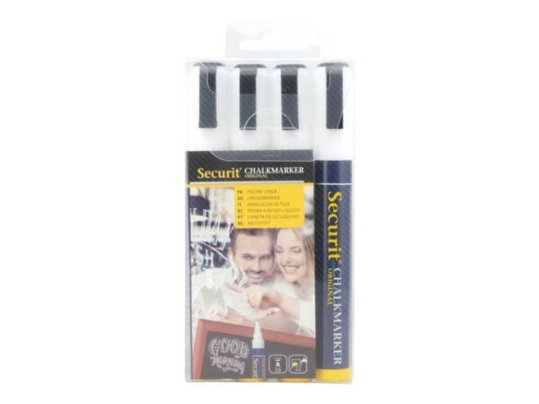 Pennarelli a gesso liquido Securit© a punta media 2-6 mm bianco set da 4 pennarelli - SMA510-V4-WT