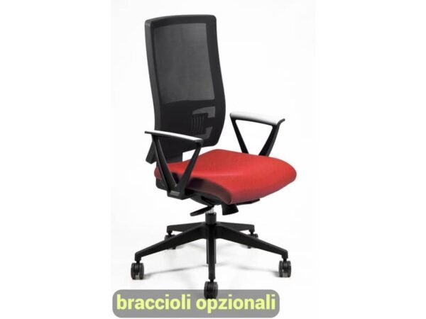 Sedia operativa girevole Unisit Nereide NDAE schienale in rete - rivestimento ignifugo rosso - NDAE/IR