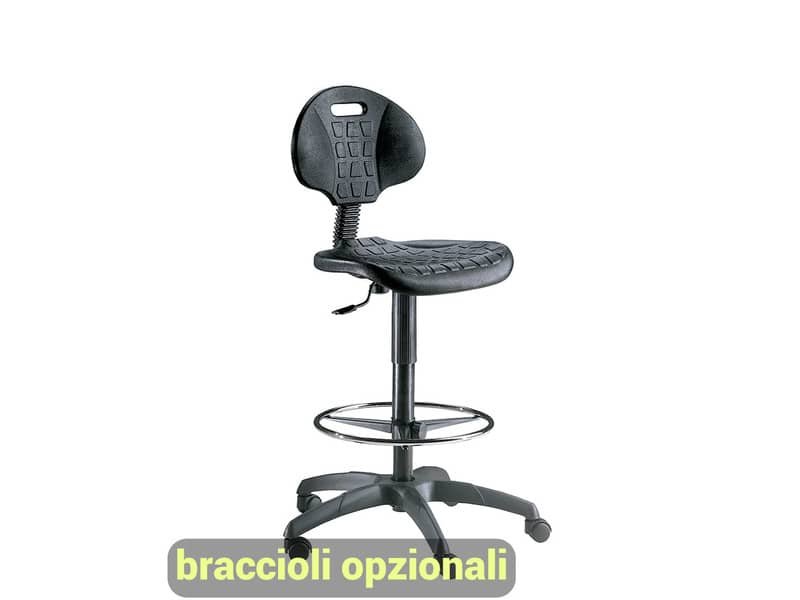 Sgabello tecnico Unisit Esos EOE2 alto – poggiapiedi telescopico – poiluterano integrale nero – EOE2