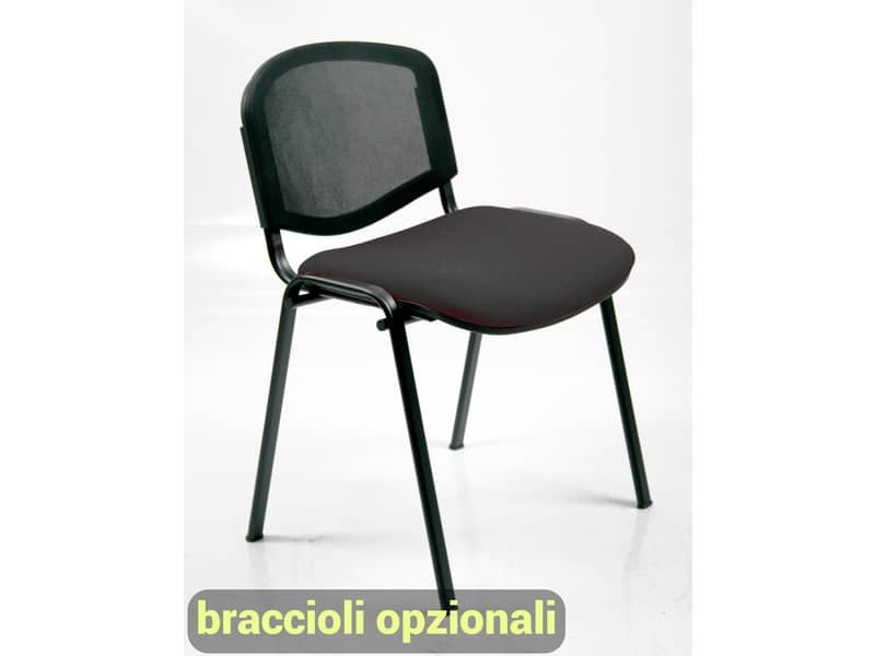 Sedia visitatore 4 gambe Unisit Dado D5N schienale in rete – rivestimento eco nero – Conf. 2 pezzi – D5N/2/EN
