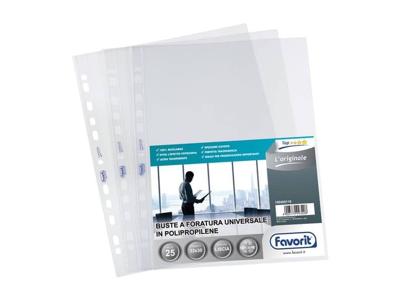 Buste trasp. a foratura universale FAVORIT L’Originale 22×30 cm conf. da 25 – 100460118