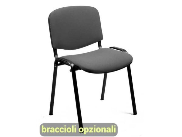 Sedia visitatore 4 gambe Unisit Dado D5S acciaio nero - rivestimento Eco - grigio chiaro - conf. 4 pezzi - D5S/4/EI