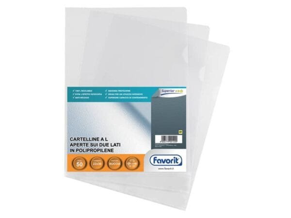 Buste trasp. a L FAVORIT buccia d'arancia superior 22x30 cm conf. da 50 - 100460050