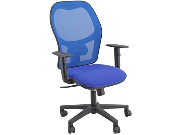 Sedia operativa girevole Unisit Hubble HUHUVEM schienale in rete - rivestimento Eco blu - con braccioli - HUHUVE/BR/EB