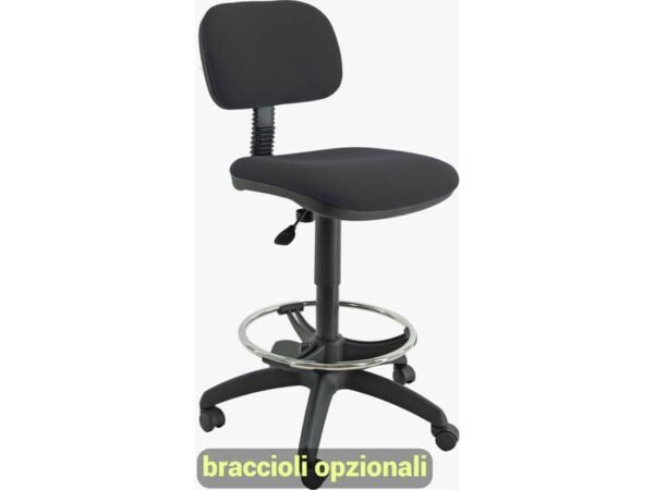 Sgabello tecnico Unisit Esos EOE5S seduta alta - poggiapiedi telescopico - rivestimento Eco nero - EOE5S/EN