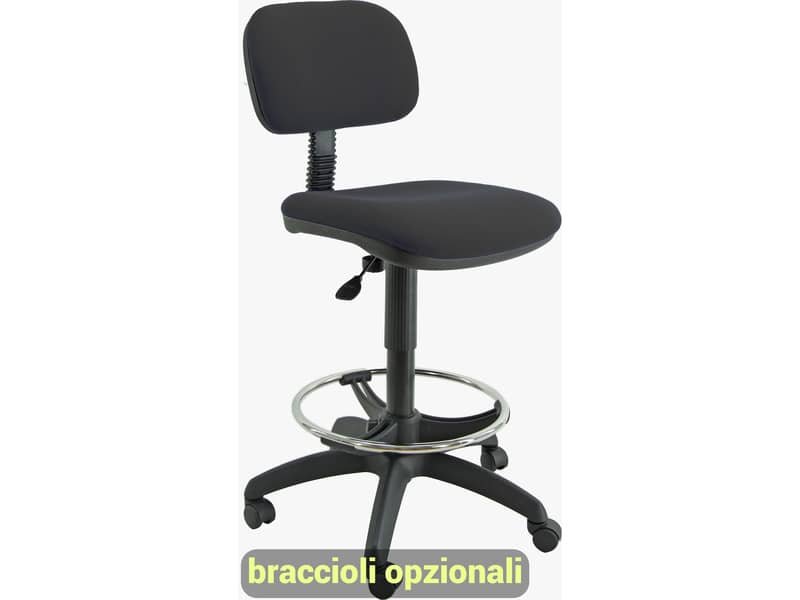 Sgabello tecnico Unisit Esos EOE5S seduta alta – poggiapiedi telescopico – rivestimento Eco nero – EOE5S/EN