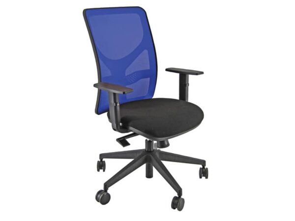 Sedia operativa girevole Unisit Pentagon Y10 PENA schienale in rete blu - rivest. Eco nero - con braccioli - PENA/BRF/EN/B
