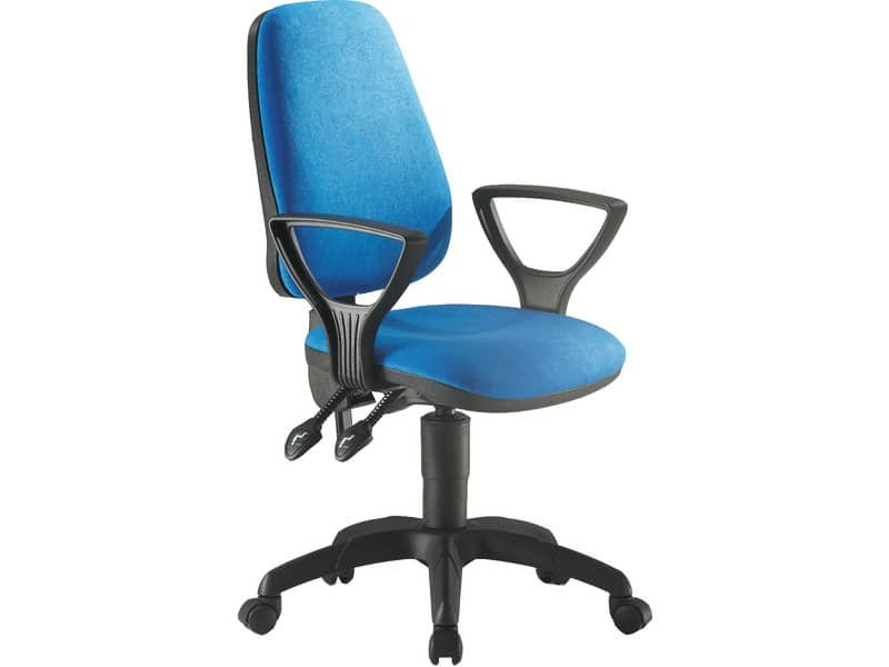 Sedia operativa girevole Unisit Leda LDAY Eco smart – schienale alto rivest. Eco blu – con braccioli – LDAY/BR/EB