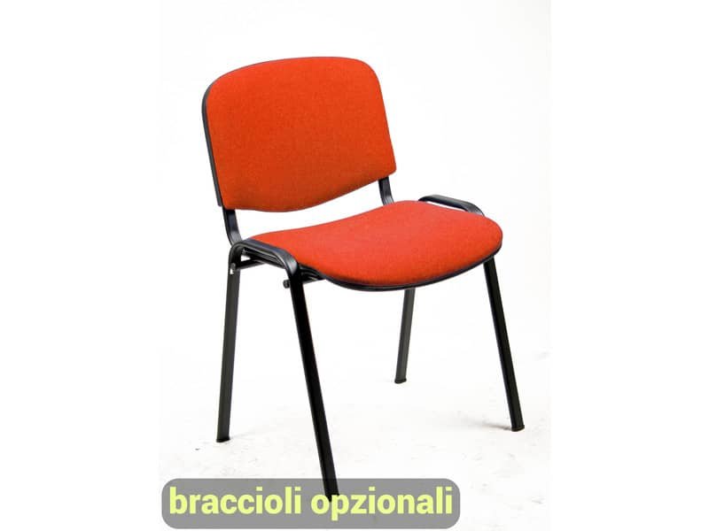 Sedia visitatore 4 gambe Unisit Dado D5S acciaio nero – rivestimento ignifugo rosso – Conf. 4 pezzi – D5S/4/IR