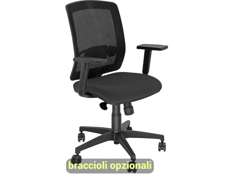 Sedia semidirezionale girevole Unisit Molly MLA – schienale in rete nero – rivestimento ignifugo nero – MLA/IN