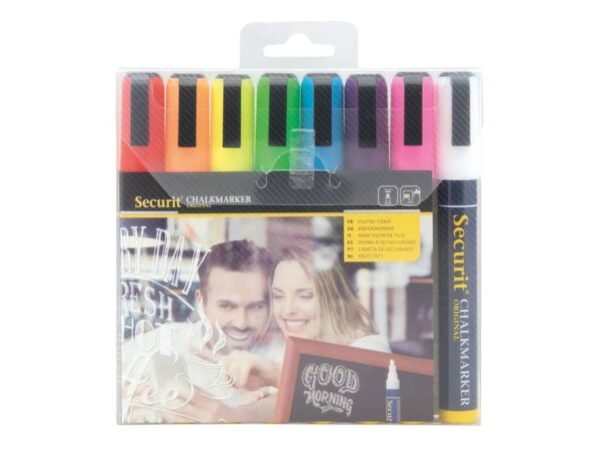 Pennarelli a gesso liquido Securit© a punta media 2-6 mm assortiti set da 8 - SMA510-V8