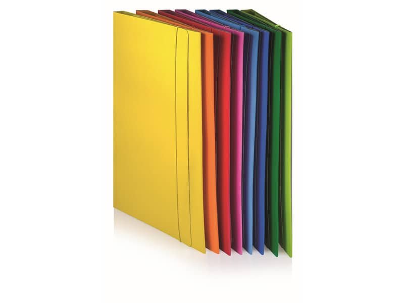 Cartella plastificata a 3 lembi con elastico tondo BREFIOCART in presspan 25×35 cm blu – 0208805.BL